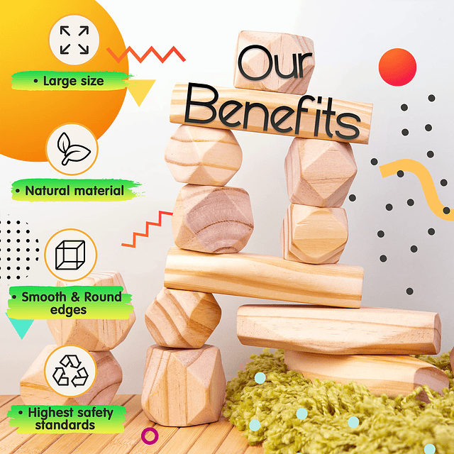 Piedras de equilibrio de madera – Juguetes Montessori para n