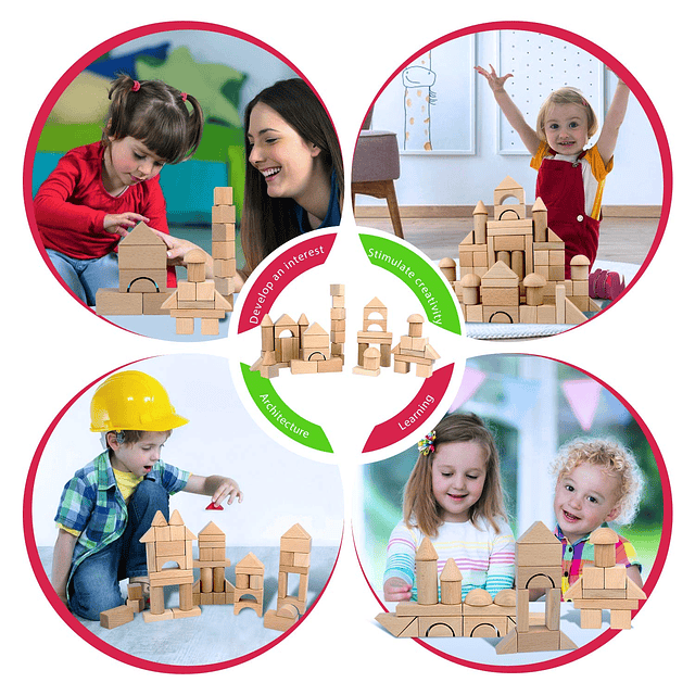 Juego de bloques de construcción de madera para niños – Jueg