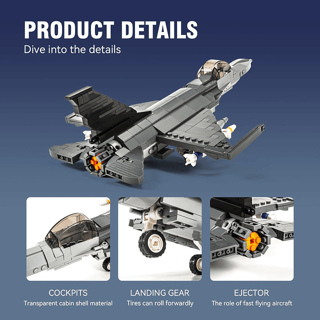 F-16 Fighting Falcon Juego de ladrillos de construcción de a