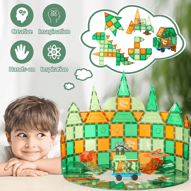 VANLINNY NUEVOS Azulejos magnéticos de dinosaurios para niño