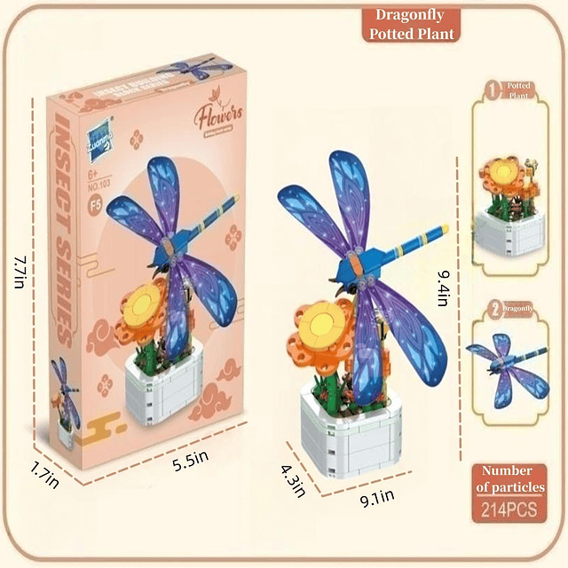 Juego de juguetes con bloques de ramo de flores, mini ladril