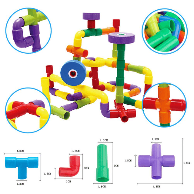 1 juego de bloques de construcción STEM, cerraduras de tubo,