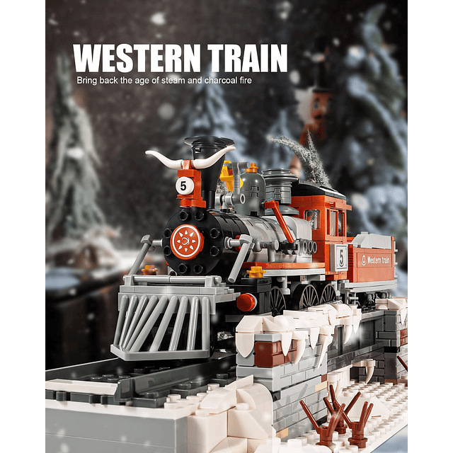 Kit de construcción de tren de vapor navideño con vía de tre