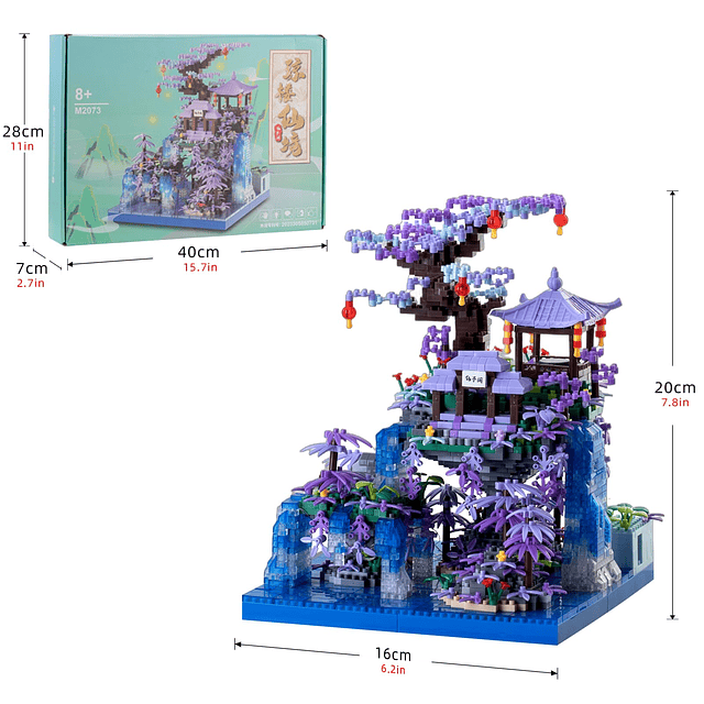 Juego de bloques de construcción para estanque de flor de me