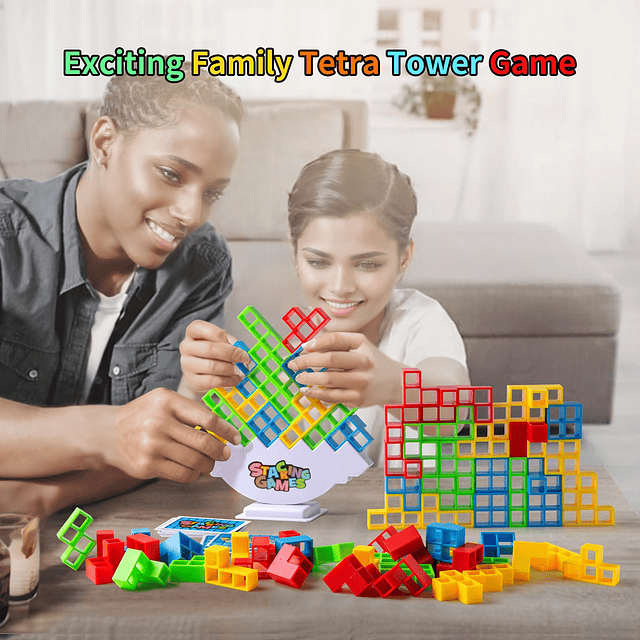 Juego de 48 piezas Tetra Tower para niños y adultos, juegos