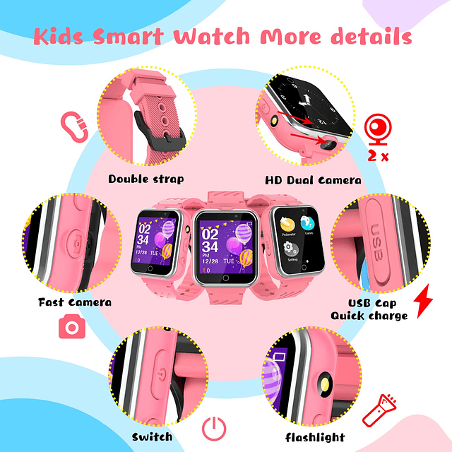 Reloj inteligente para niños con cámaras 2HD, relojes inteli