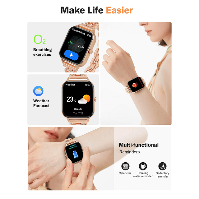 Relojes inteligentes para mujer, rastreador de actividad fís