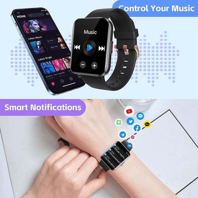 Reloj Inteligente para Hombres y Mujeres, Pantalla AMOLED Cu