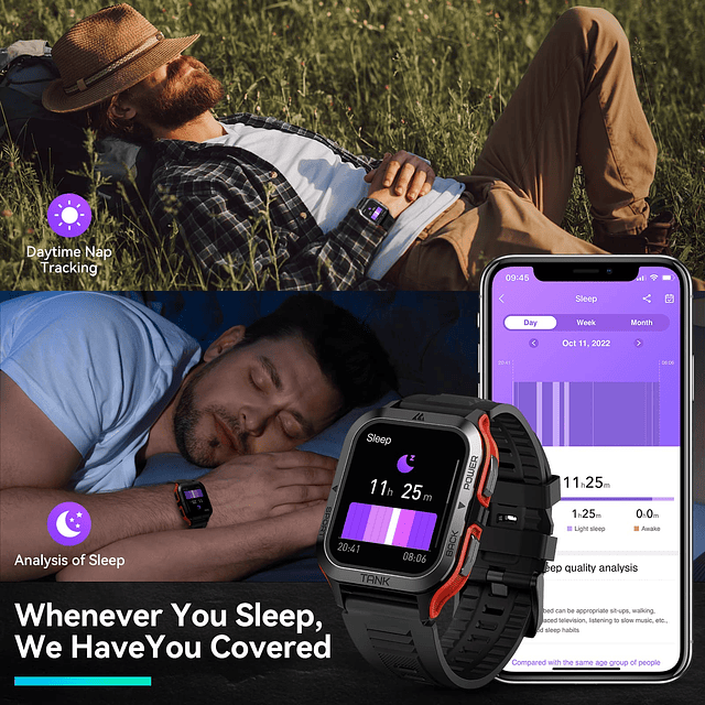 Reloj inteligente para hombres: reloj inteligente militar pa