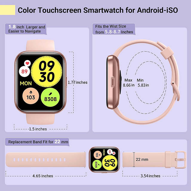 Reloj inteligente para mujer, compatible con Android y iPhon