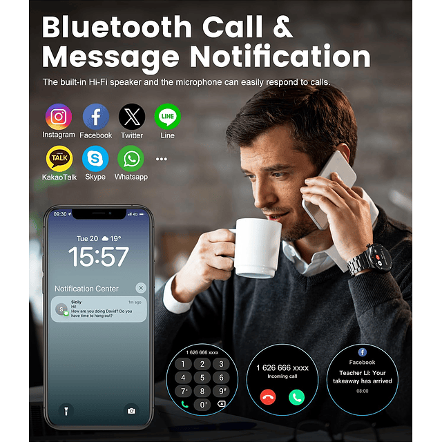 Reloj Inteligente para Hombres Responder/Hacer Llamadas, Rel