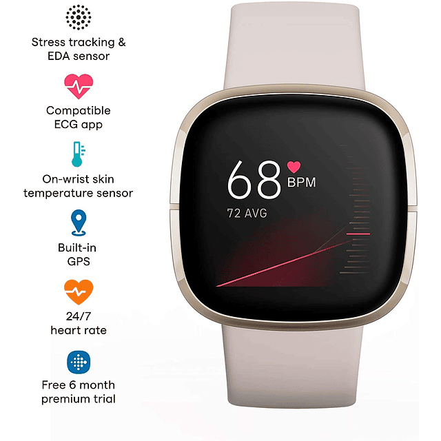 Reloj inteligente Sense Health & Fitness con GPS, llamadas/m