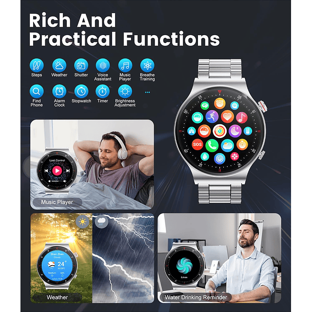 Reloj inteligente para hombres Llamadas telefónicas Bluetoot