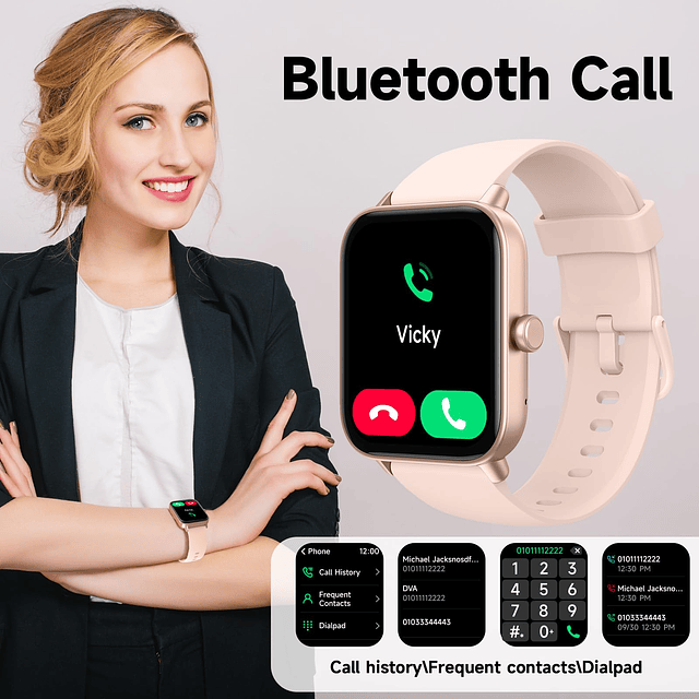 Reloj Inteligente, Bluetooth 5.3 Responder/Hacer Llamadas, A