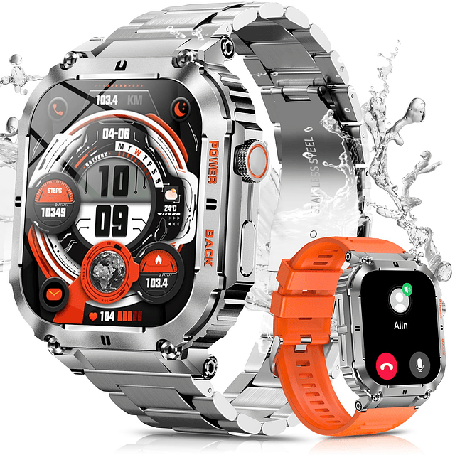 Relojes inteligentes militares para hombres con pantalla HD