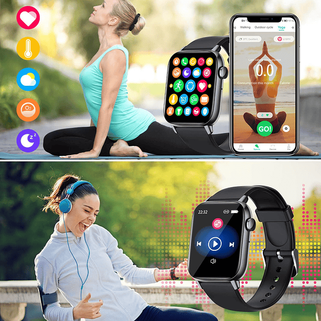 Reloj inteligente con control de voz 1,72 pulgadas Fitness T