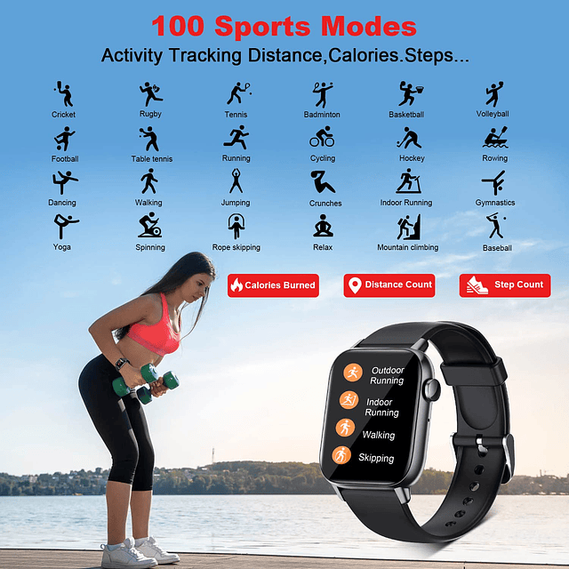 Reloj inteligente con control de voz 1,72 pulgadas Fitness T