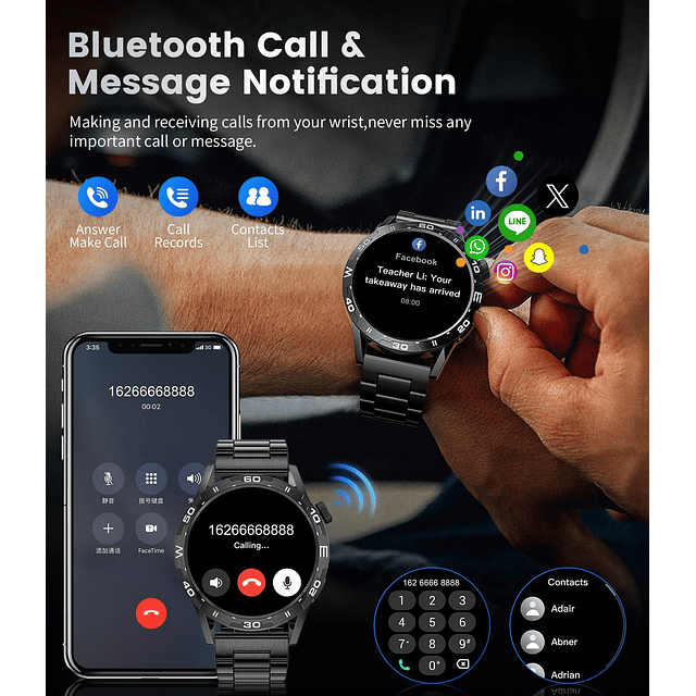 Reloj inteligente para hombres (responder/hacer llamada), re
