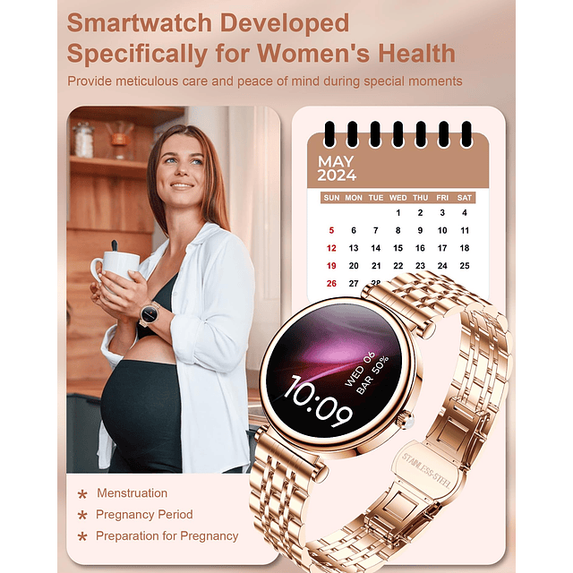 Reloj inteligente para mujer, reloj de seguimiento de activi