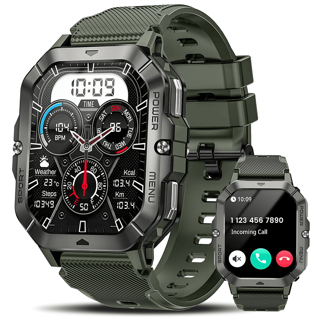 Reloj inteligente militar para hombres (responder/hacer llam