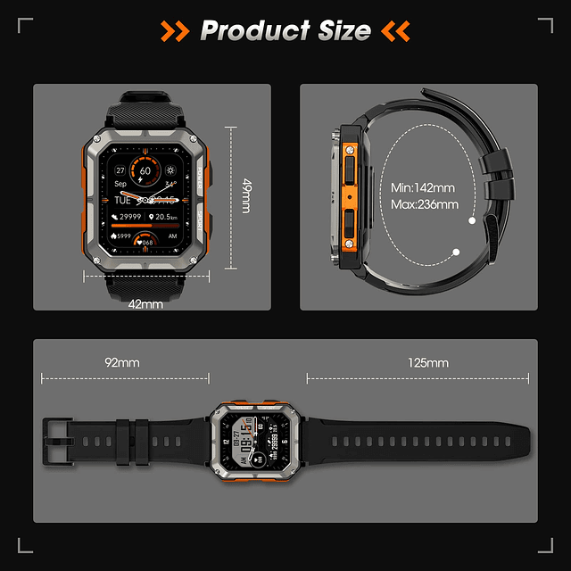 Reloj inteligente militar para hombres con presión arterial