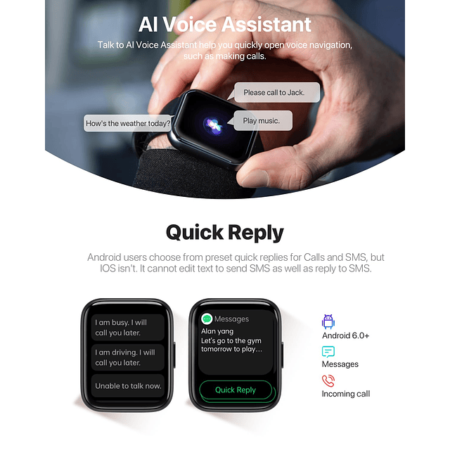 Reloj inteligente para hombres y mujeres – Responder/Hacer l