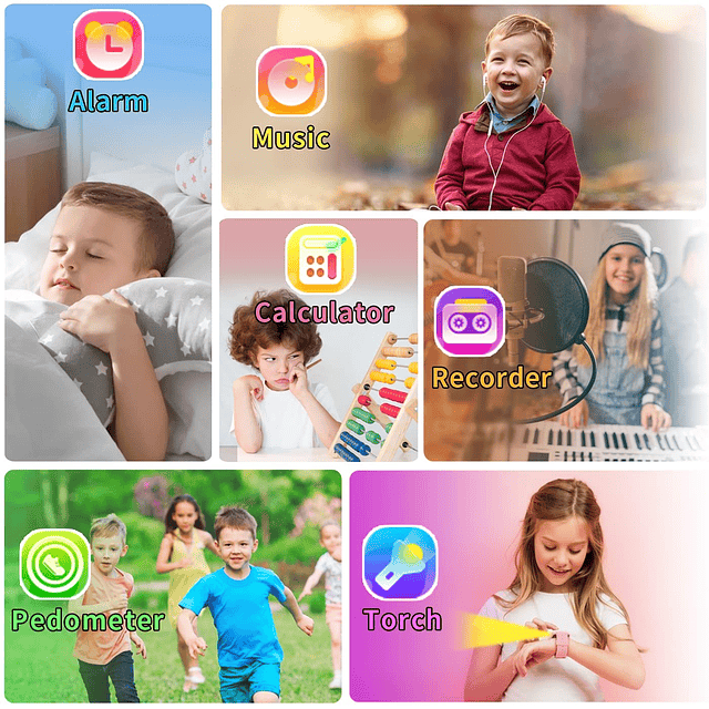 Reloj inteligente para niños y niñas con vídeo, cámara, repr