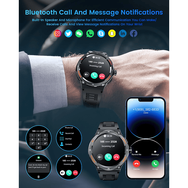 Smartwatch Hombres Fitness Tracker Reloj: Relojes Inteligent