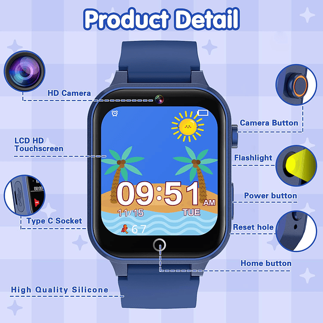 Reloj Inteligente para Niños, Regalo de Cumpleaños para Niño