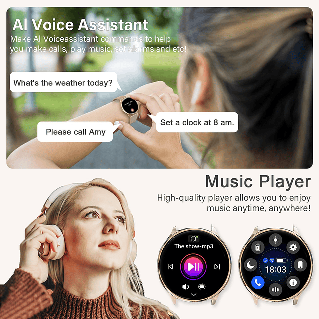 Reloj inteligente para mujer (responder/hacer llamadas), rel