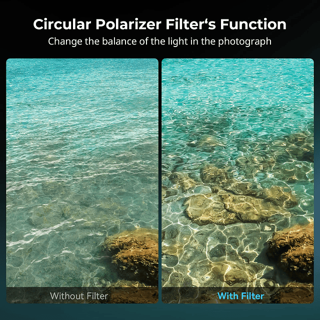 Filtro polarizador circular magnético de 67 mm que incluye a