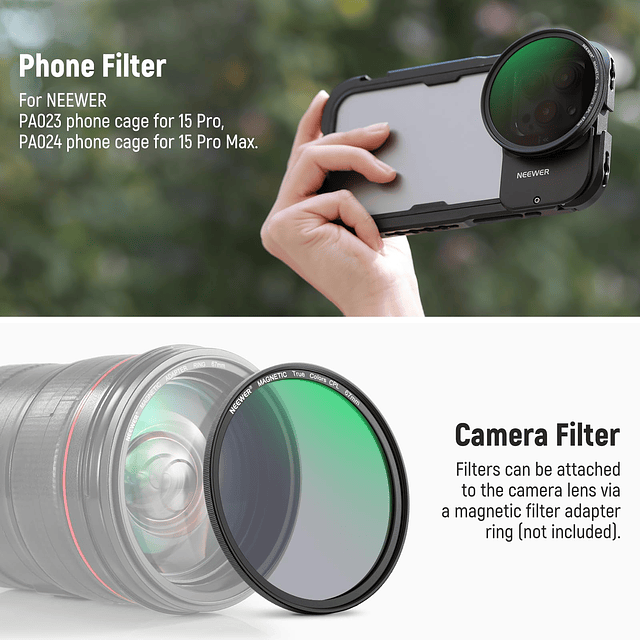 NEEWER Kit de filtro de lente magnético de 67 mm con anillo