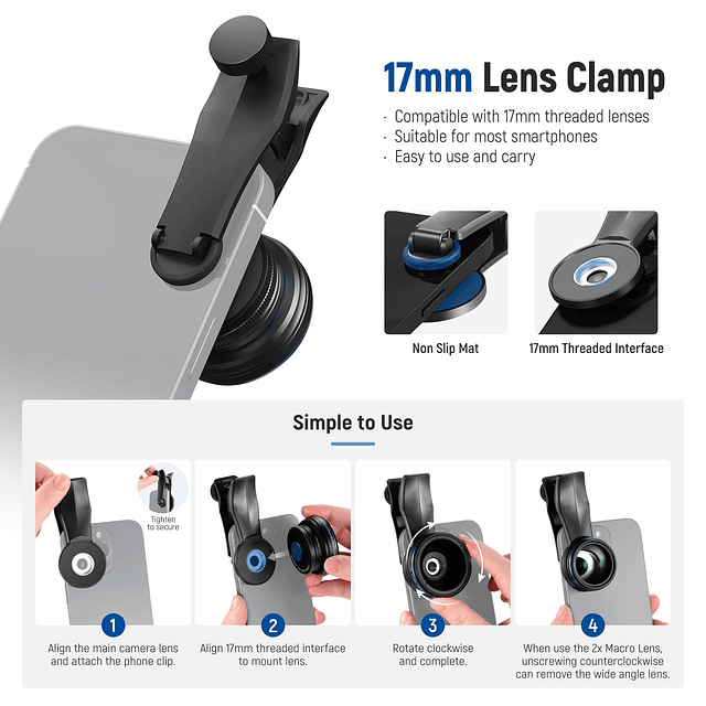 NEEWER Kit de Lentes para Smartphone 2 en 1, Lente Gran Angu