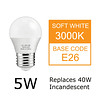 Bombilla LED A15 de 5 W, 3000 K, luz blanca suave, forma de