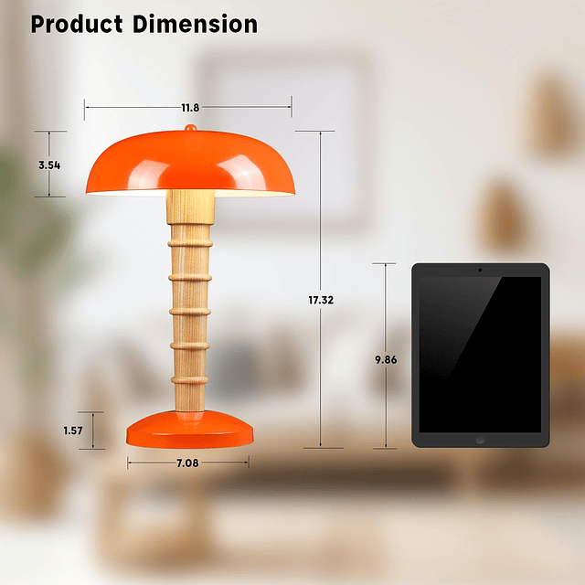 Lámpara de mesa de madera maciza para dormitorio, lámpara de