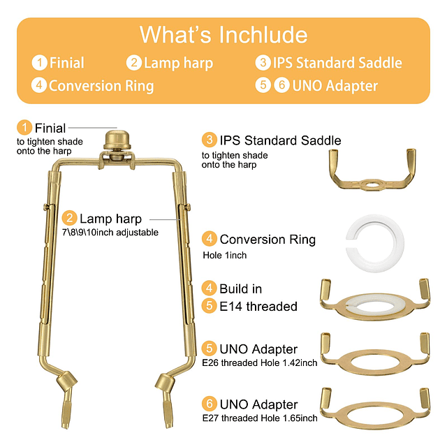 Juego de soportes para pantalla de lámpara ajustable de 7, 8