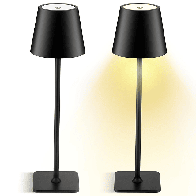 Juego de 2 lámparas de mesa LED portátiles Lámpara con bater