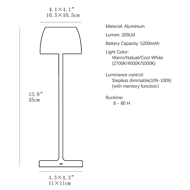 Paquete de 2 lámparas de mesa inalámbricas recargables, port