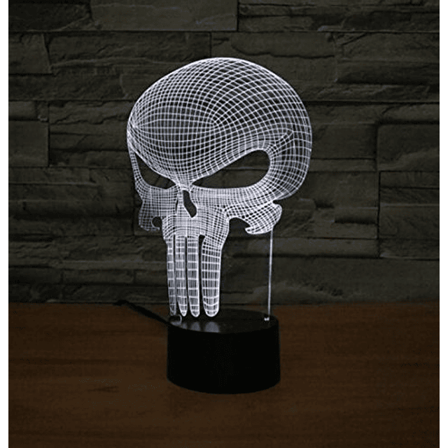 Punisher Skull 3D Night Light 7 Cambio de color LED Lámpara