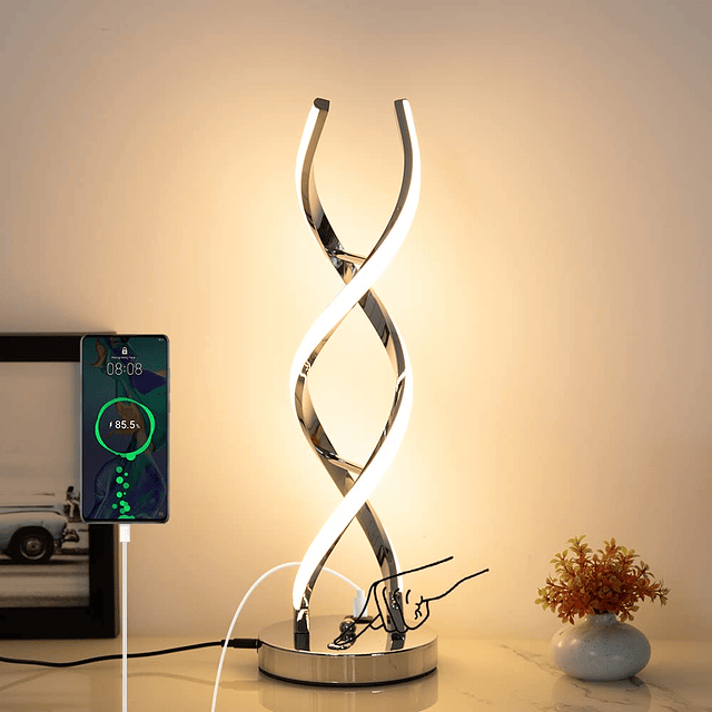 Lámpara de mesa moderna LED, lámparas de mesa en espiral reg