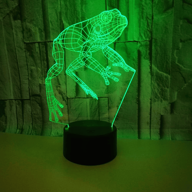 Lámpara de ilusión de luz nocturna de rana 3D, lámpara LED c