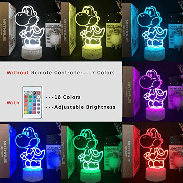 Yoshi Luz nocturna 3D, 16 colores Iluminación navideña Regal