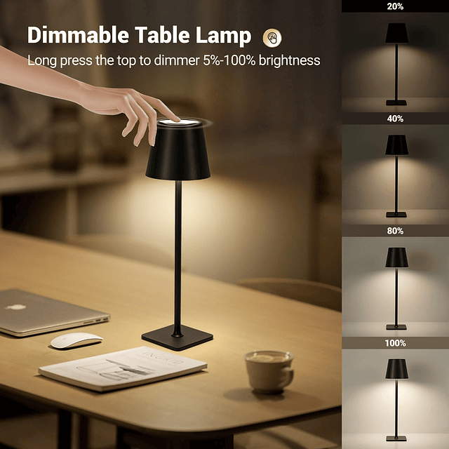 Lámparas de mesa LED inalámbricas, luz de mesa con batería r