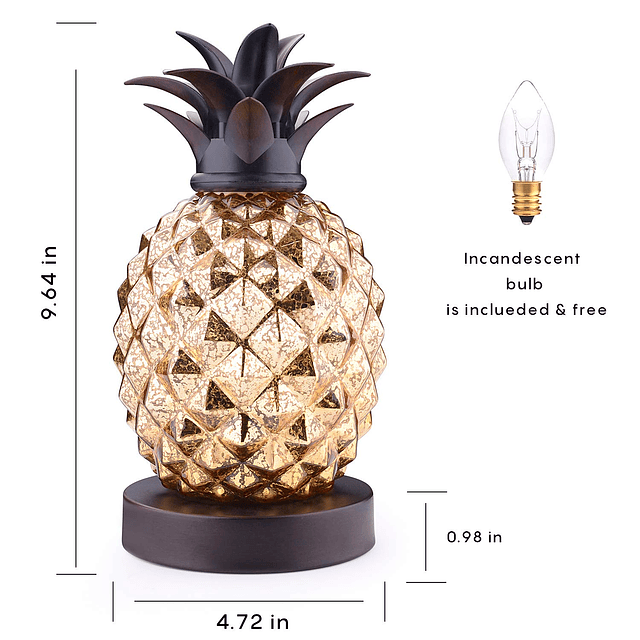 Lámpara de piña de cristal de mercurio, lámpara de mesa de c