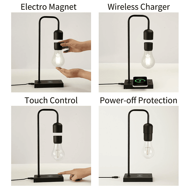 Lámpara flotante con cargador de teléfono inalámbrico y bomb