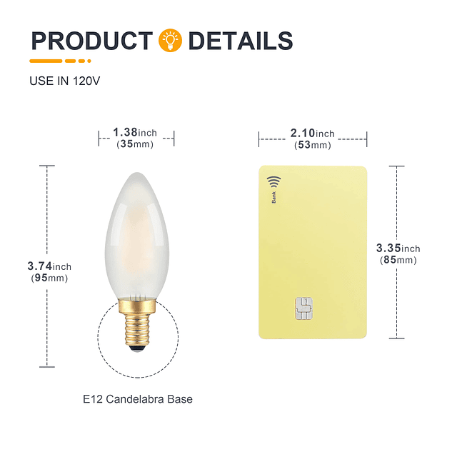 Bombillas LED E12 esmeriladas para candelabro equivalente a