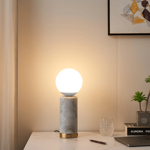 Lámpara de mesa LED de mármol, moderna luz de lectura de cab