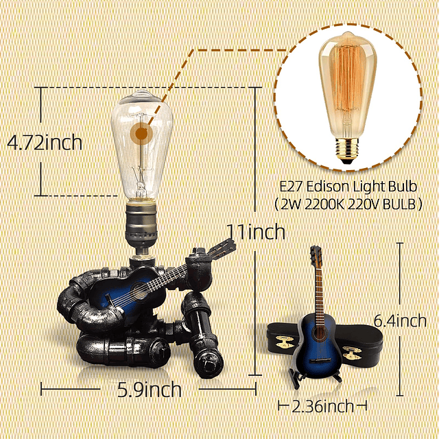 Lámpara de mesa para guitarra musical, regalos de guitarra p