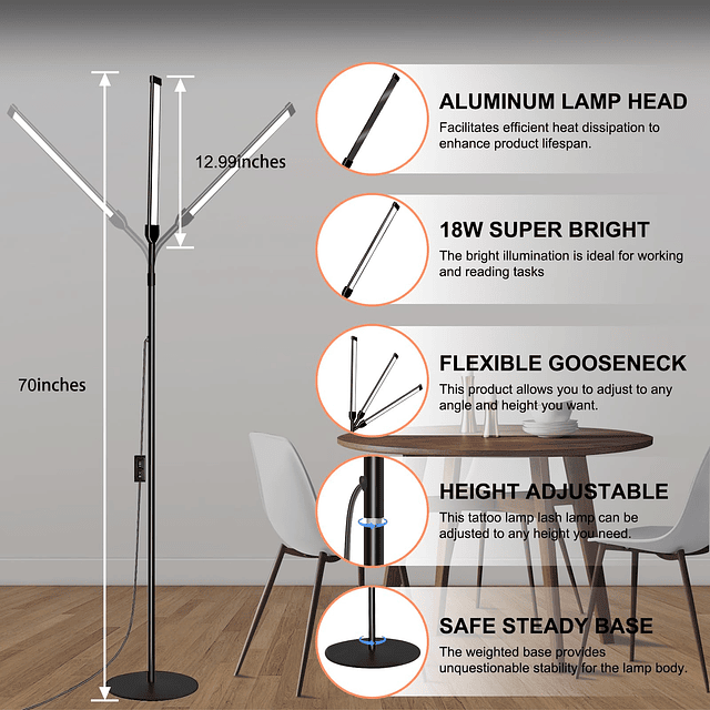 Lámpara de pie para oficina, lámpara de pie LED superbrillan