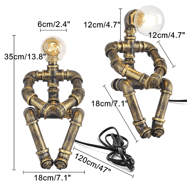 Lámpara de mesa de tubería de agua estilo robot - Luz de mes